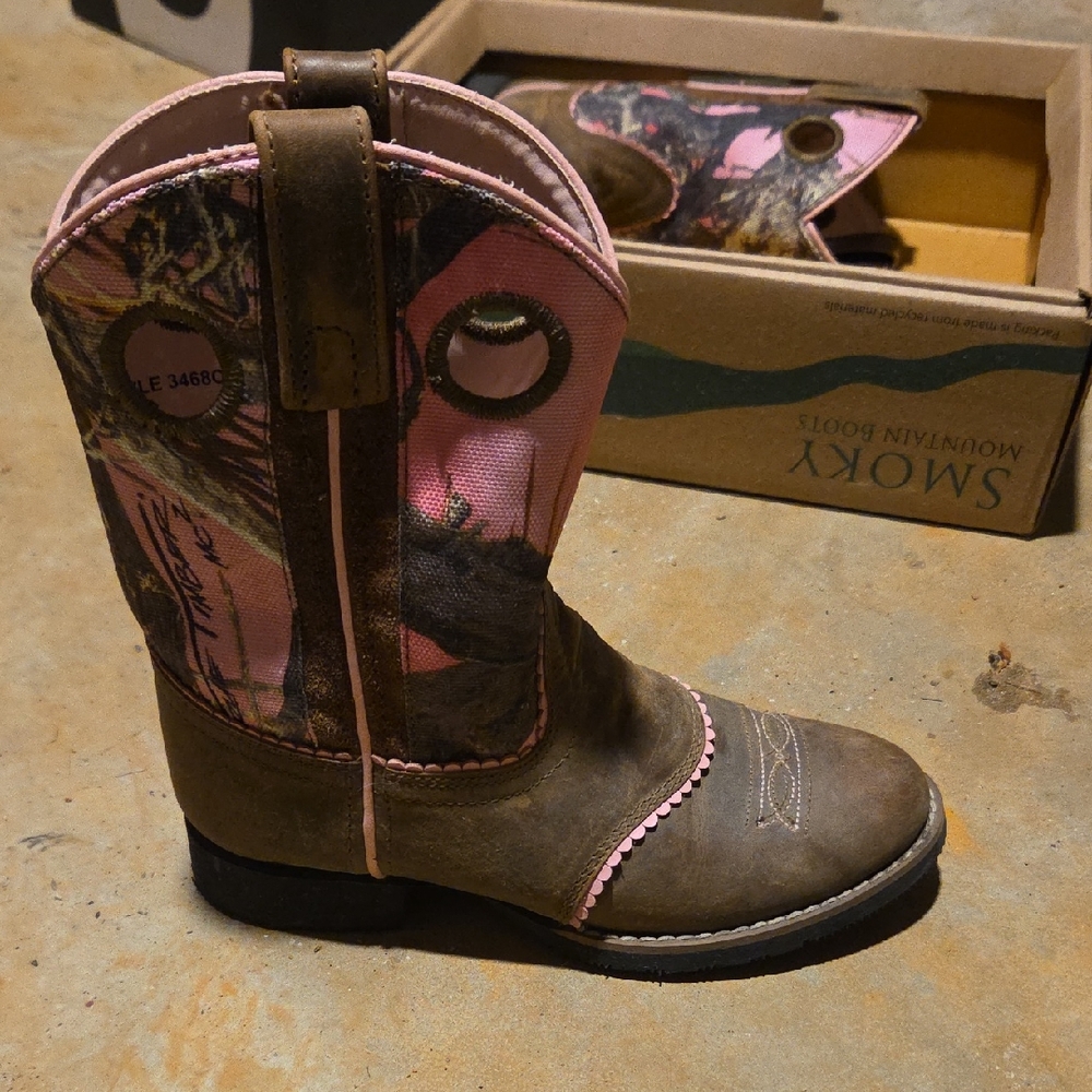 Smoky Mountain Kids' Pink Brown Western Pull-On Boots